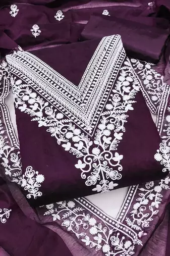 embroidered unstitched dress material
