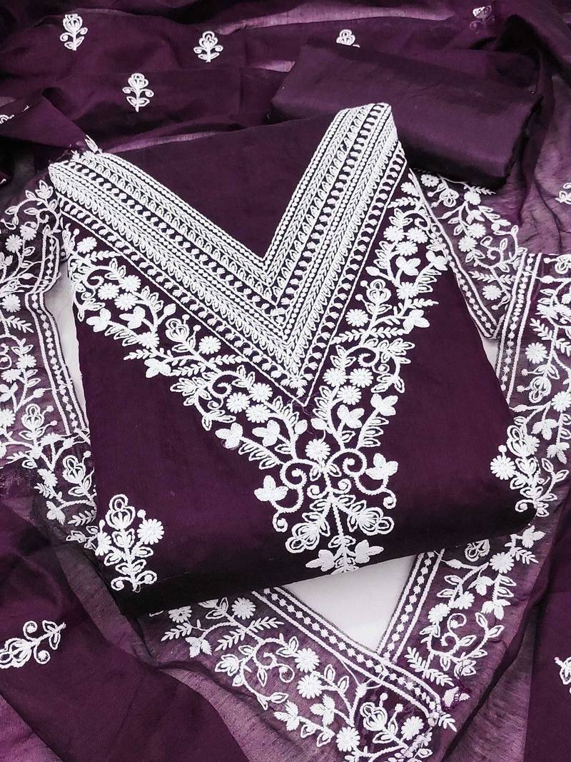 embroidered unstitched dress material
