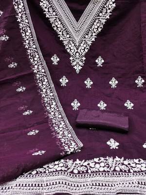 embroidered unstitched dress material 2