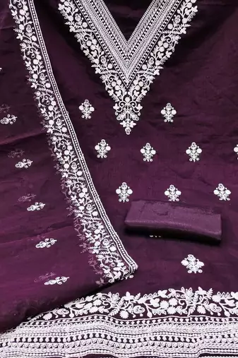 embroidered unstitched dress material