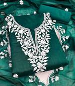 floral embroidered thread work chanderi cotton unstitched dress material