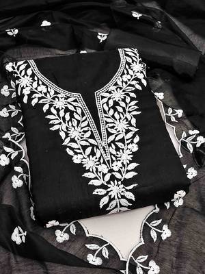 floral embroidered unstitched dress material 1