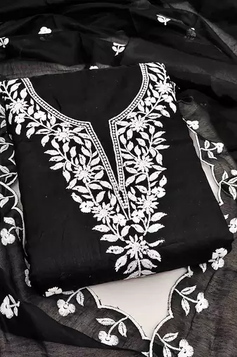 floral embroidered unstitched dress material