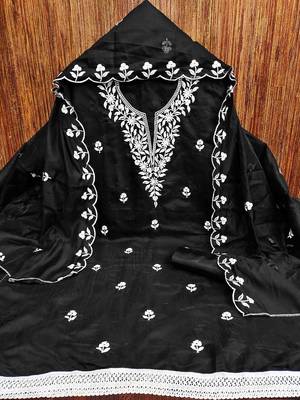 floral embroidered unstitched dress material 2