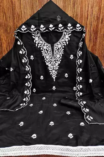 floral embroidered unstitched dress material