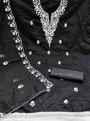 floral embroidered unstitched dress material 3