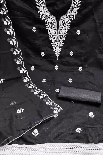 floral embroidered unstitched dress material