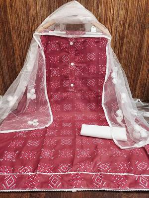 bandhani printed unstitched dress material 3