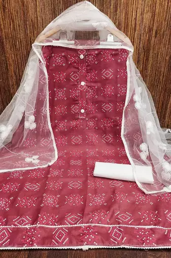 bandhani printed unstitched dress material