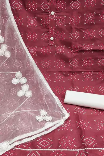 bandhani printed unstitched dress material