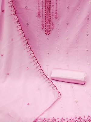 floral embroidered unstitched dress material 2