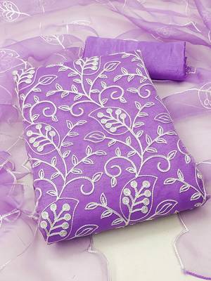 floral embroidered organza unstitched dress material 2