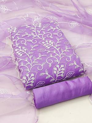 floral embroidered organza unstitched dress material 3