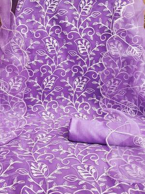 floral embroidered organza unstitched dress material 5