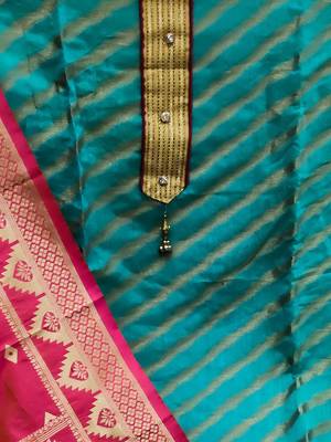 blue & pink unstitched dress material 3