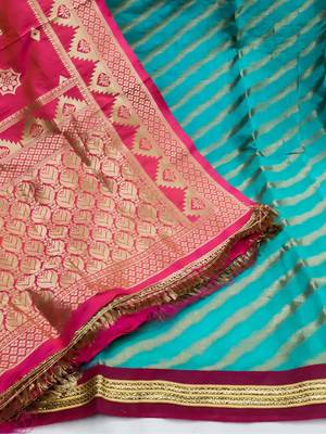 blue & pink unstitched dress material 4