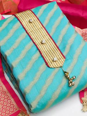 blue & pink unstitched dress material 5