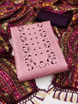 embroidered unstitched dress material 1