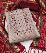 ethnic motifs embroidered sequinned unstitched dress material