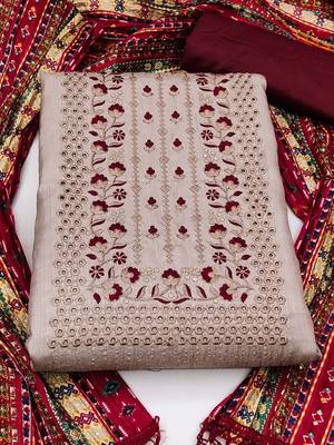 ethnic motifs embroidered sequinned unstitched dress material 2