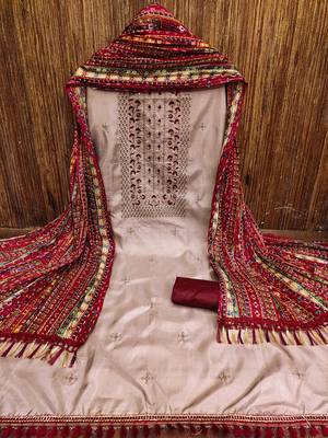ethnic motifs embroidered sequinned unstitched dress material 3