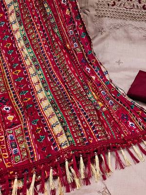 ethnic motifs embroidered sequinned unstitched dress material 4