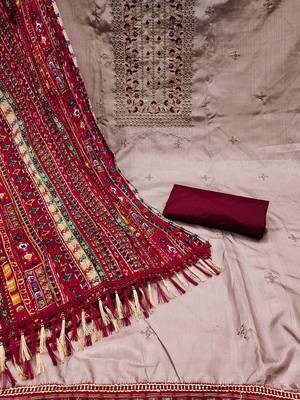 ethnic motifs embroidered sequinned unstitched dress material 5
