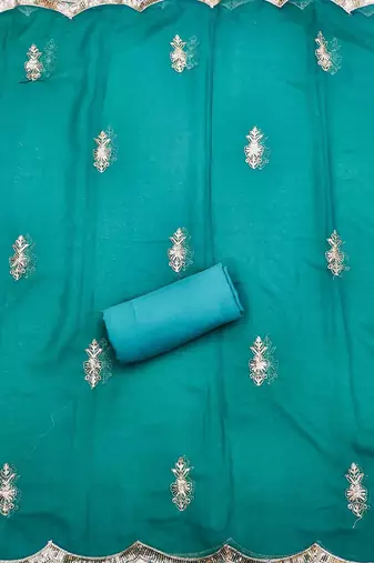 ethnic motifs embroidered sequinned unstitched dress material