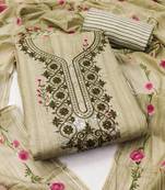 floral printed thread work cotton unstitched dress material