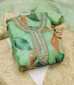 floral printed beads & stones unstitched dress material