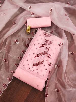 floral embroidered zari unstitched dress material 1