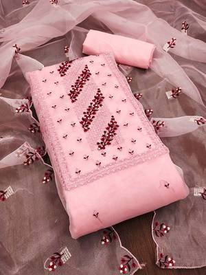 floral embroidered zari unstitched dress material 2