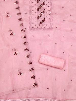 floral embroidered zari unstitched dress material 3