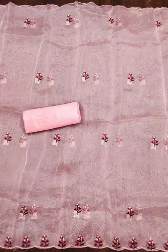 floral embroidered zari unstitched dress material