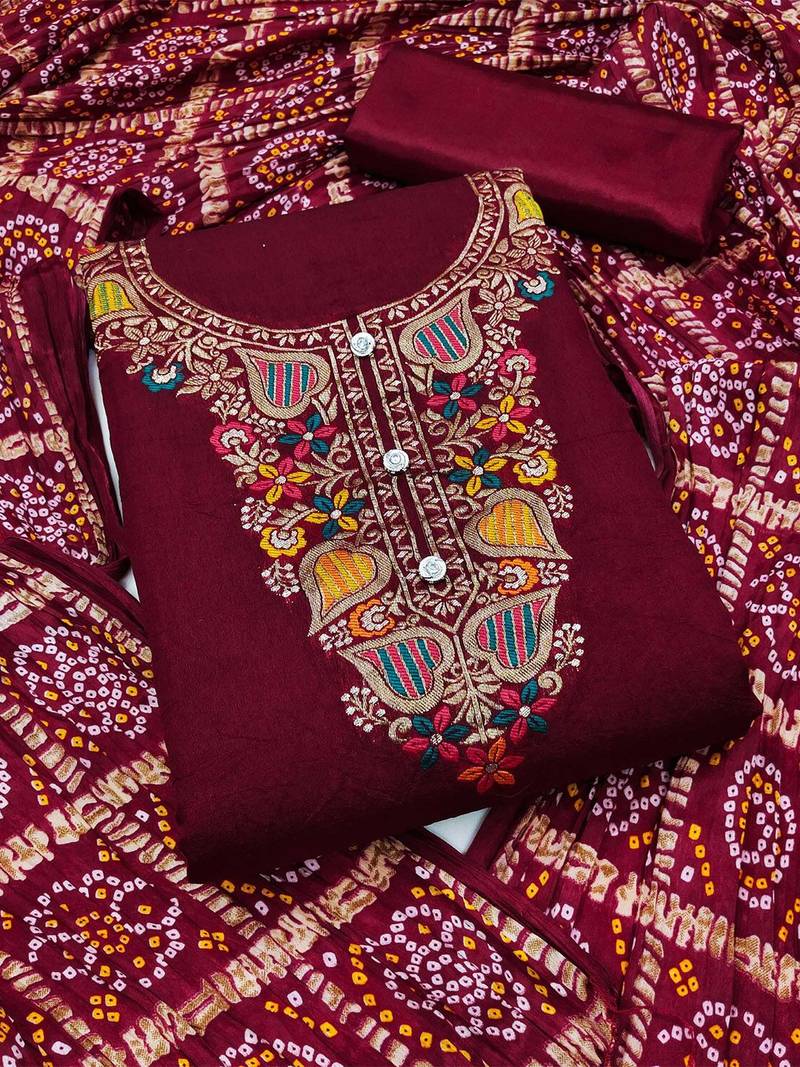 ethnic motifs printed unstitched dress material