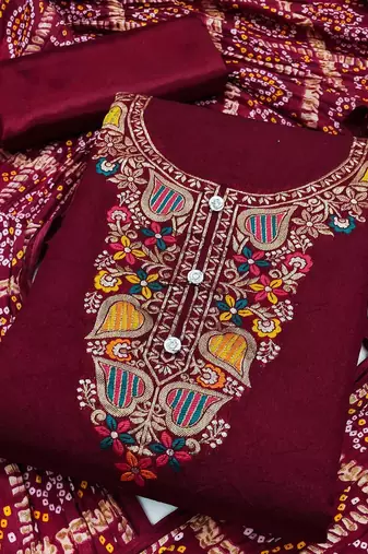 ethnic motifs printed unstitched dress material