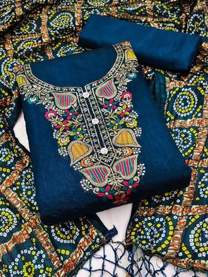 ethnic motifs art silk unstitched dress material 1