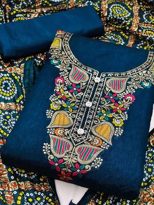 ethnic motifs art silk unstitched dress material 2