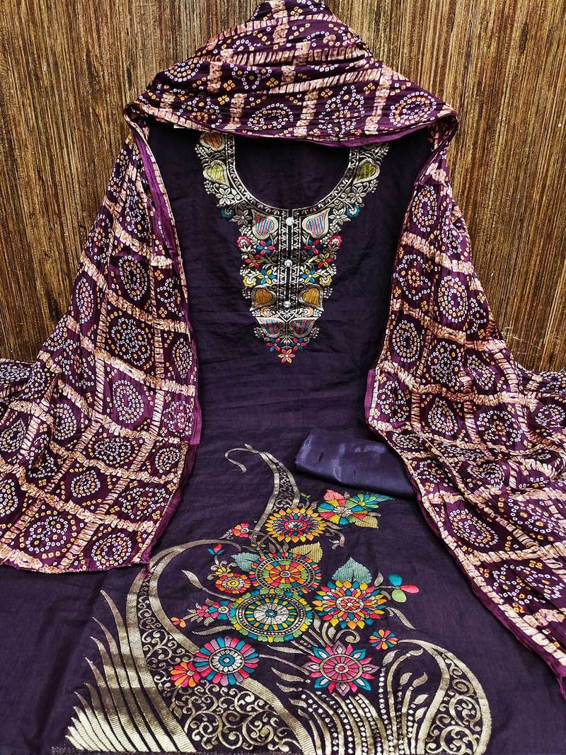 ethnic motifs printed unstitched dress material