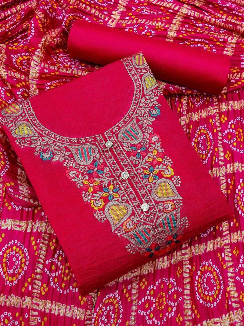 woven design ethnic motifs unstitched dress material
