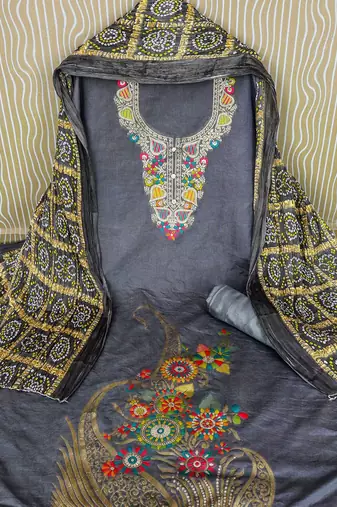 ethnic motifs printed unstitched dress material