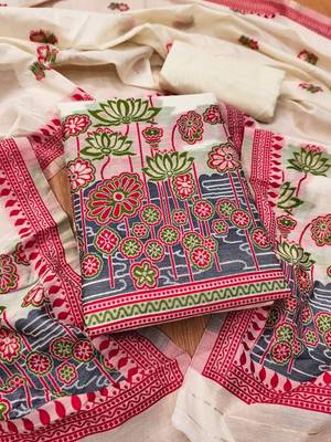printed cotton unstitched dress material 2