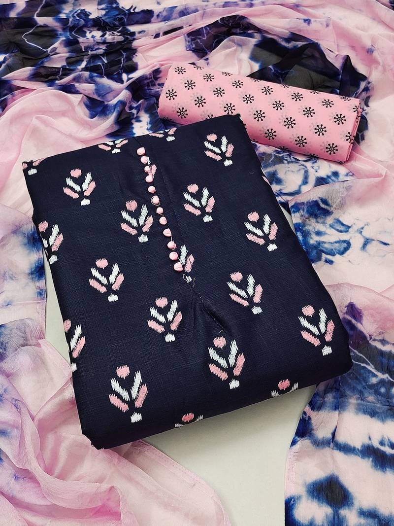 ethnic motifs printed unstitched dress material