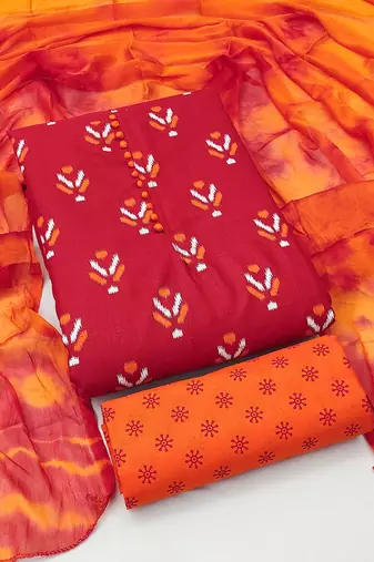 ethnic motif printed unstitched dress material
