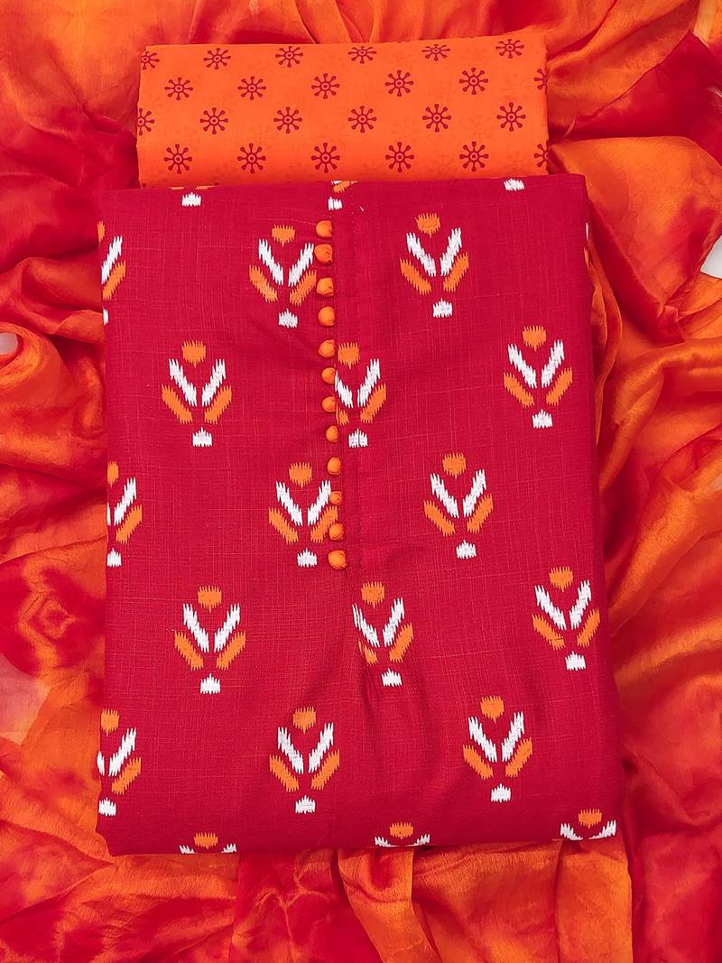 ethnic motif printed unstitched dress material