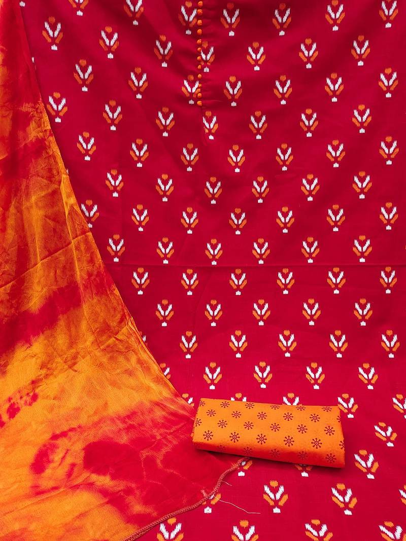 ethnic motif printed unstitched dress material