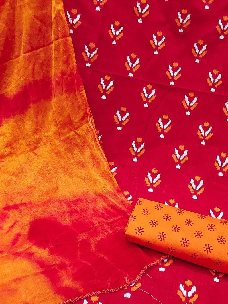 ethnic motif printed unstitched dress material