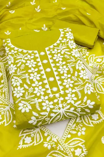 embroidered unstitched dress material