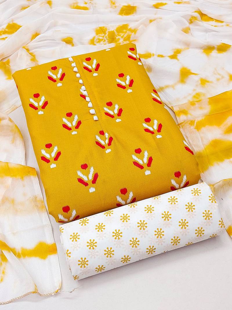 ethnic motifs printed unstitched dress material
