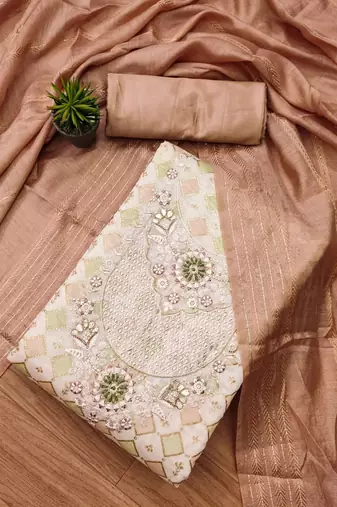 embellished gotta patti unstitched dress material